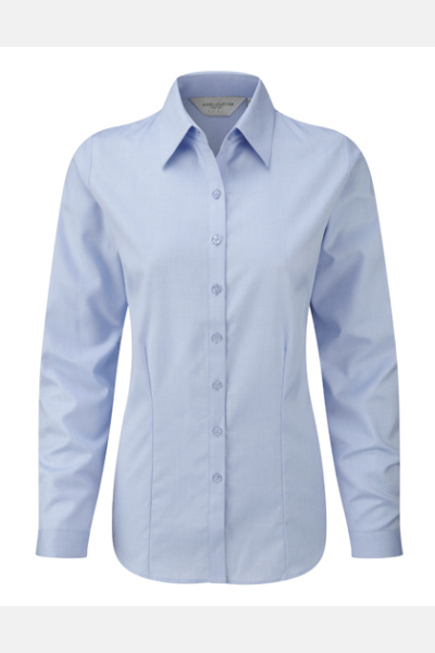 Ladies´ Long Sleeve Herringbone Shirt, Farbe: Light...