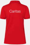 Poloshirt Tarona - speziell für die Caritas, tailliert geschnitten, Farbe: rot, Größe: XS mit Druck des Logos der Caritas auf der Brust