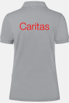 Poloshirt Tarona - speziell für die Caritas, tailliert geschnitten, Farbe: grau, Größe: XS mit Druck des Logos der Caritas auf der Brust