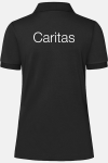 Poloshirt Tarona - speziell für die Caritas, tailliert geschnitten, Farbe: schwarz, Größe: XS mit Druck des Logos der Caritas auf der Brust