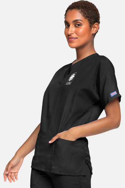 Unisex Kasack WWE4700 - speziell für die Caritas, Farbe: schwarz, Größe: XXS mit Druck des Logos der Caritas auf der Brust