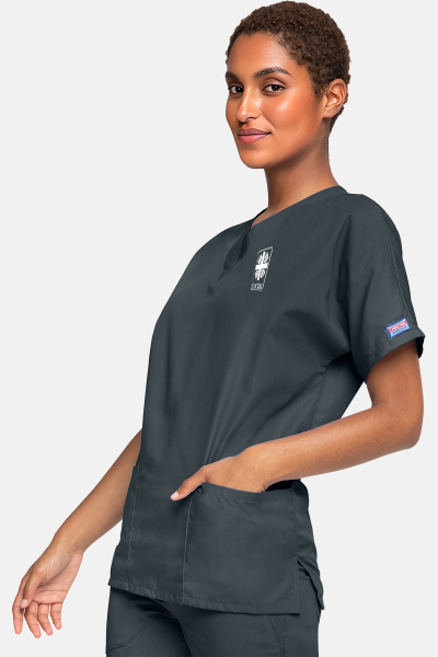 Unisex Kasack WWE4700 - speziell für die Caritas, Farbe: anthrazit, Größe: XXS mit Druck des Logos der Caritas auf der Brust