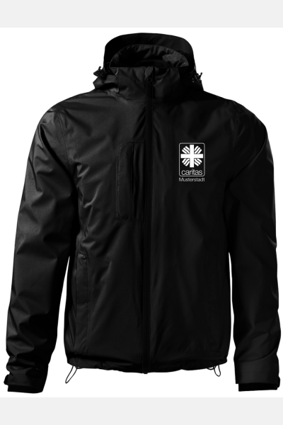 Unisex 3in1 Jacke Calysso - speziell für die Caritas, Farbe: schwarz, Größe: S mit Druck des Logos der Caritas auf der Brust
