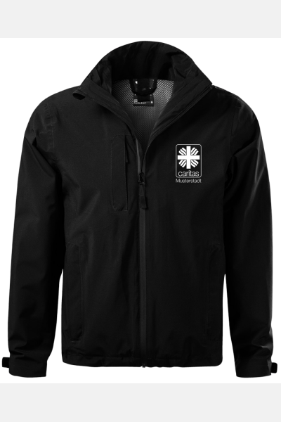 Unisex 3in1 Jacke Calysso - speziell für die Caritas, Farbe: schwarz, Größe: S mit Druck des Logos der Caritas auf der Brust