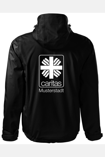 Unisex 3in1 Jacke Calysso - speziell für die Caritas, Farbe: schwarz, Größe: S mit Druck des Logos der Caritas auf der Brust