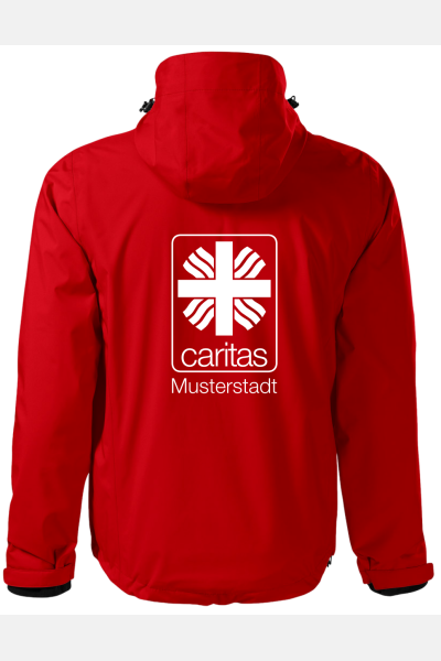 Unisex 3in1 Jacke Calysso - speziell für die Caritas, Farbe: schwarz, Größe: S mit Druck des Logos der Caritas auf der Brust