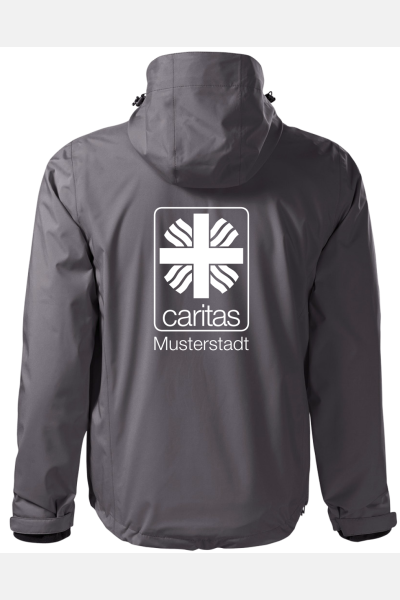 Unisex 3in1 Jacke Calysso - speziell für die Caritas, Farbe: schwarz, Größe: S mit Druck des Logos der Caritas auf der Brust
