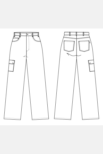 Unisex Jeans Tomke mit aufgesetzter Schenkeltasche, Größe: M