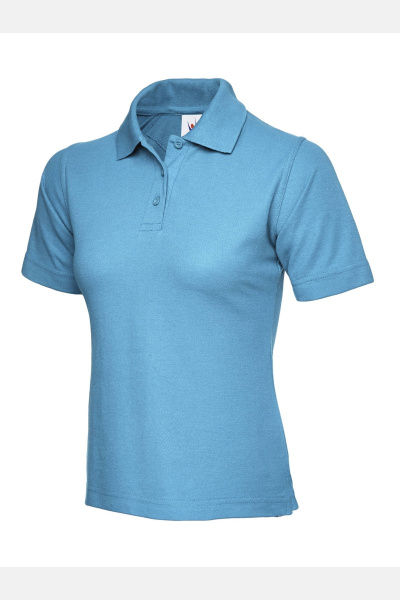 Damen Poloshirt aus Mischgewebe, Farbe: Hellblau,...
