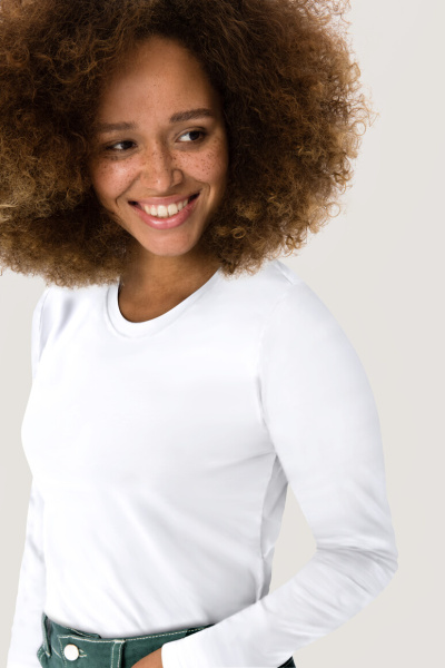 Langarmshirt Korvina, tailliert geschnitten, Farbe: weiß, Größe: L