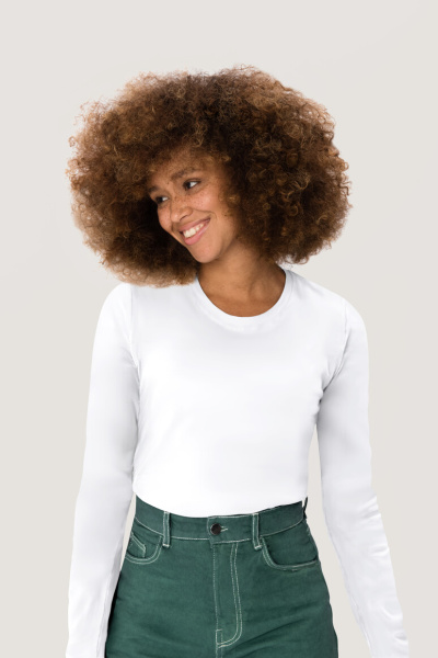 Langarmshirt Korvina, tailliert geschnitten, Farbe: weiß, Größe: L