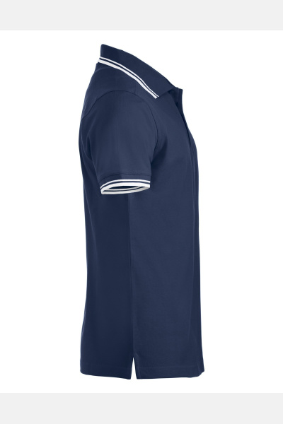 Unisex-Polohemd Benja mit kontrastfarbenen Doppelstreifen, Farbe: navy, Größe: XS